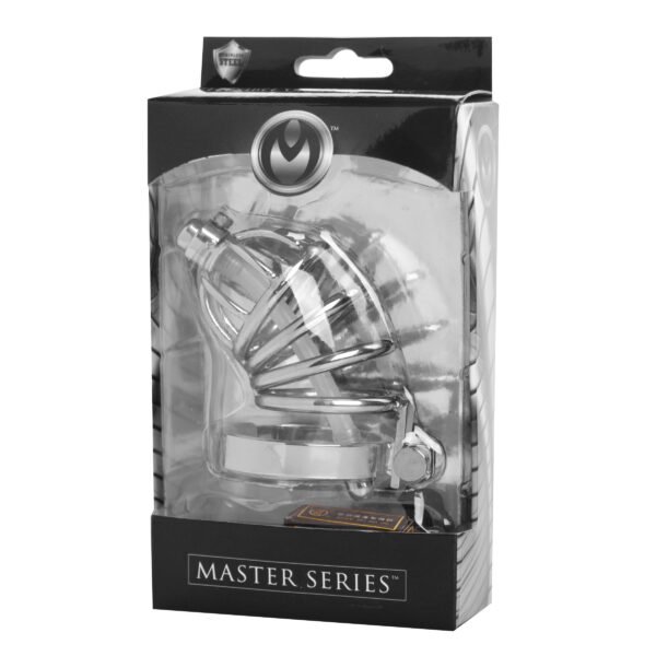 Stainless Steel Chastity Cage With Silicone Urethral Plug - Image 3