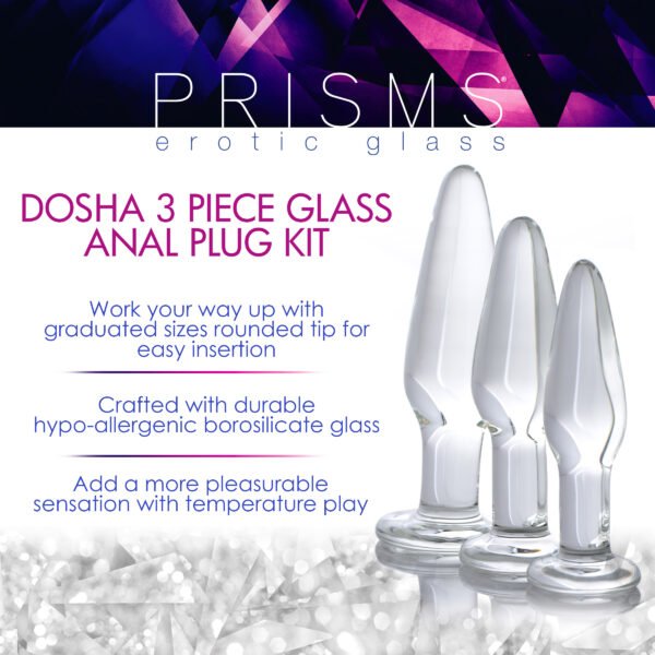 Dosha 3 Piece Glass Anal Plug Kit - Image 6