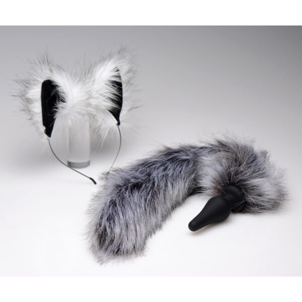 Grey Wolf Tail Anal Plug And Ears Set - Image 2