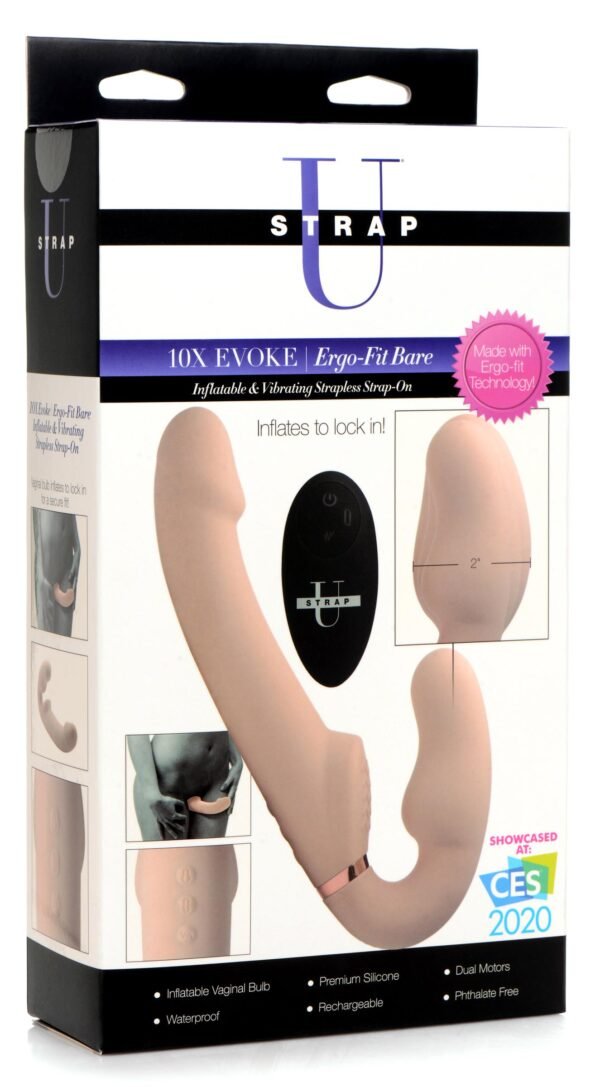 Remote Control Inflatable Vibrating Silicone Ergo Fit Strapless Strap-on - Image 2