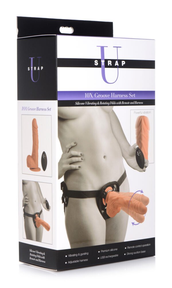 10x Groove Harness With Vibrating And Rotating Silicone Dildo - Image 4