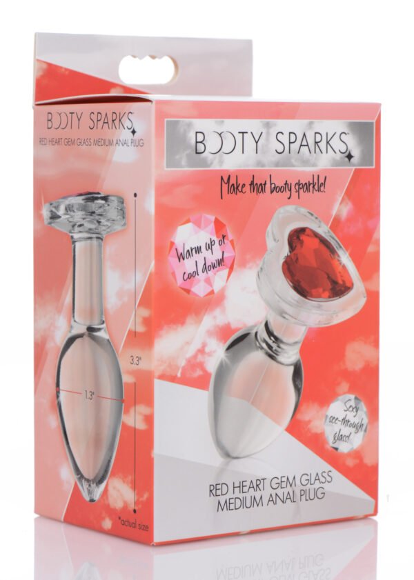 Red Heart Gem Glass Anal Plug - Image 5