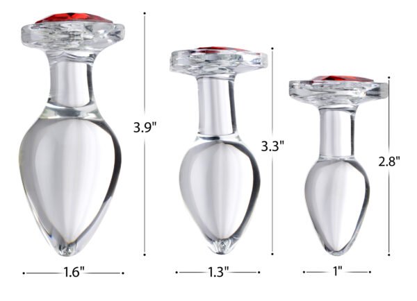 Red Heart Gem Glass Anal Plug - Image 4