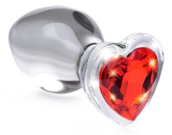 Red Heart Gem Glass Anal Plug - Image 3