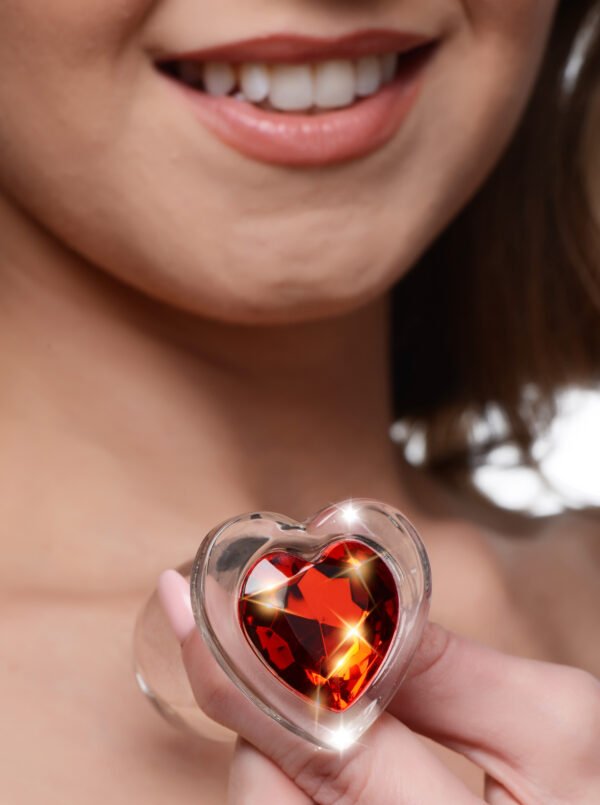 Red Heart Gem Glass Anal Plug Set - Image 5