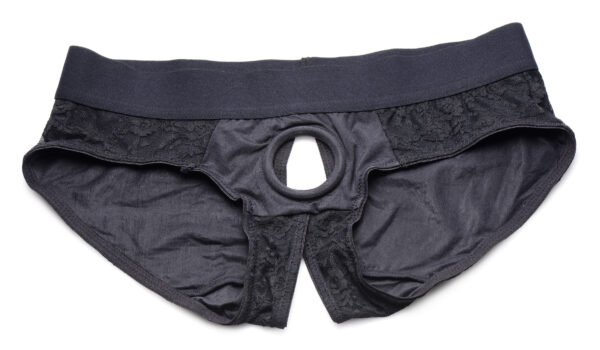 Lace Envy Black Pegging Set With Lace Crotchless Panty Harness And Dildo - L-xl - Image 3