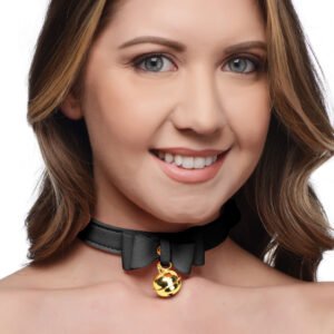 Golden Kitty Cat Bell Collar - Black-gold