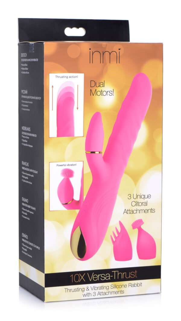 10x Versa-thrust Vibrating And Thrusting Silicone Rabbit With 3 Attachments - Image 9