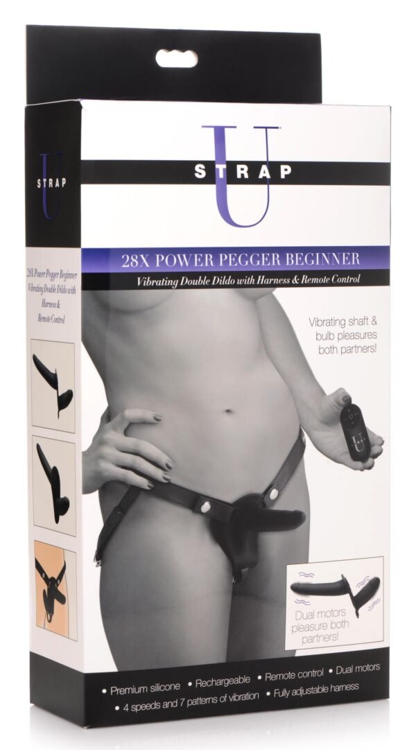 28x Power Pegger Beginner Vibrating Double Dildo With Harness And Remote - Image 5