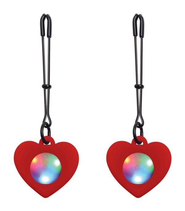 Silicone Light Up Heart Tweezer Nipple Clamps - Image 2