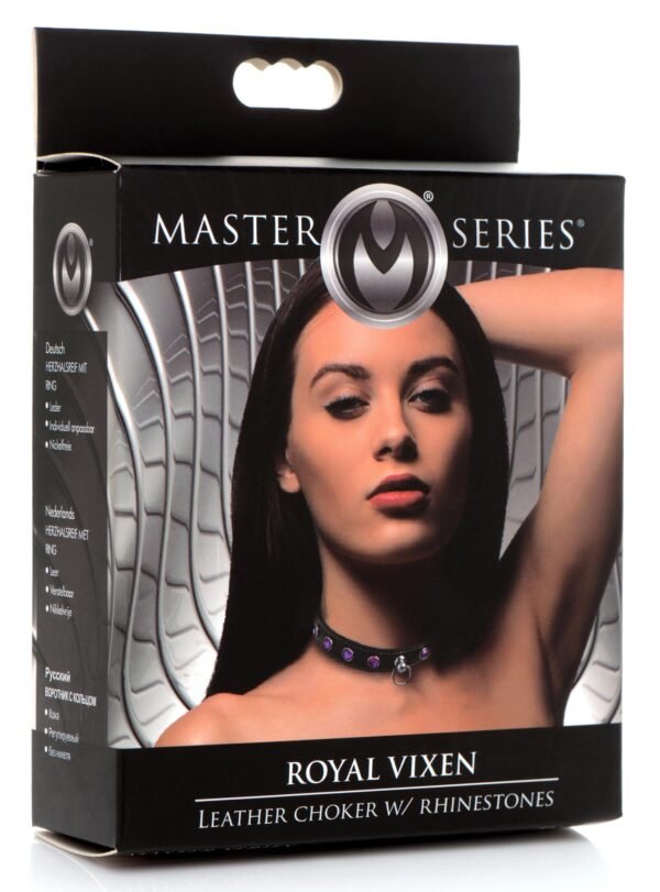 Royal Vixen Leather Choker With Rhinestones - Purple - Image 5