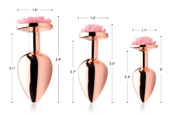 Rose Gold Anal Plug With Pink Flower - Image 6