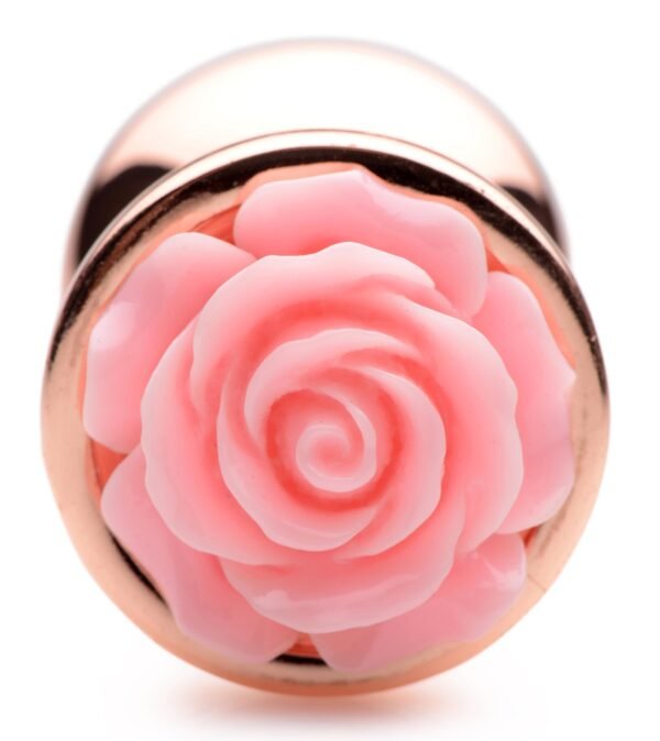 Rose Gold Anal Plug With Pink Flower - Image 5