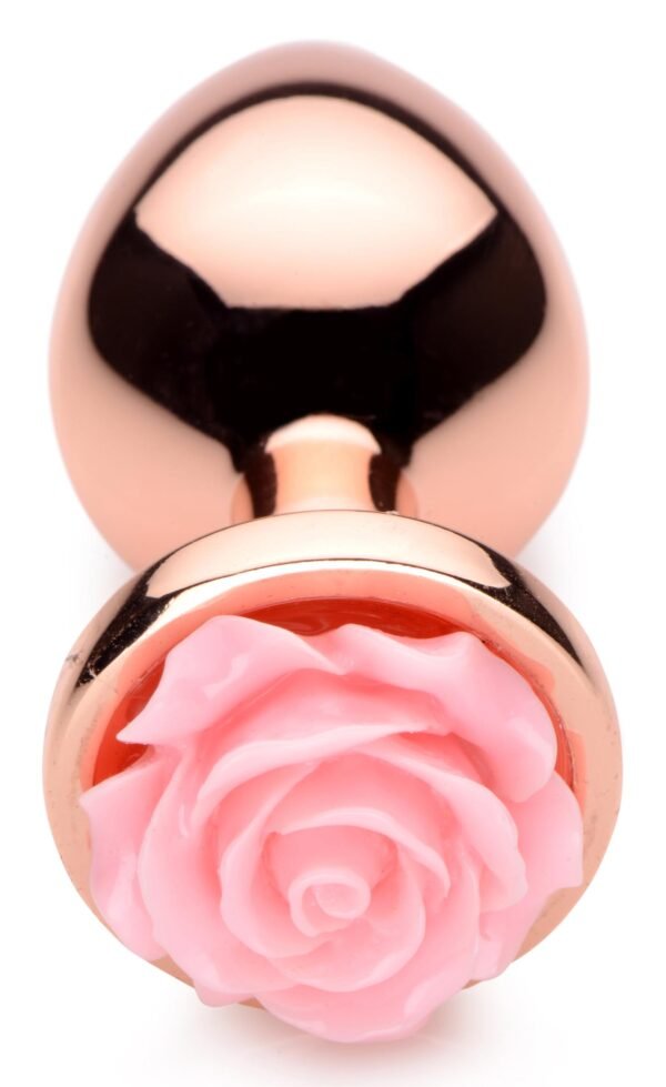 Rose Gold Anal Plug With Pink Flower - Image 4