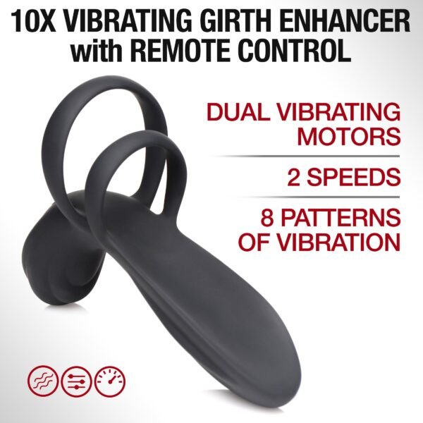 10x Silicone Vibrating Girth Enhancer With Remote Control - Image 3