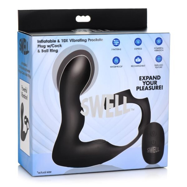 10x Inflatable And Vibrating Prostate Plug With Cock And Ball Ring - Image 7