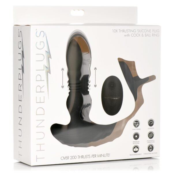 Thrusting Vibrator With Cock And Ball Ring And Remote - Image 7