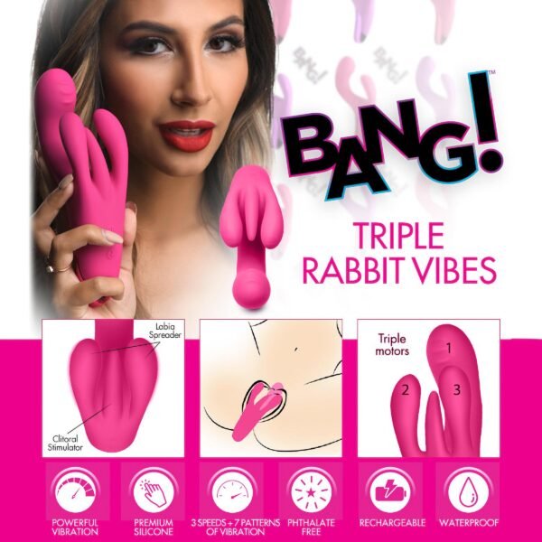 10x Triple Rabbit Silicone Vibrator - Image 2