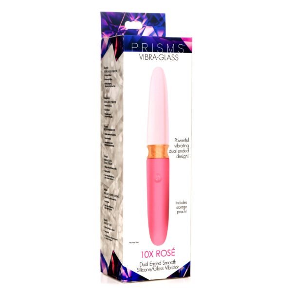 10x Rose Dual Ended Smooth Silicone And Glass Vibrator - Image 7
