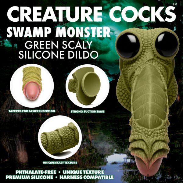 Swamp Monster Green Scaly Silicone Dildo - Image 4