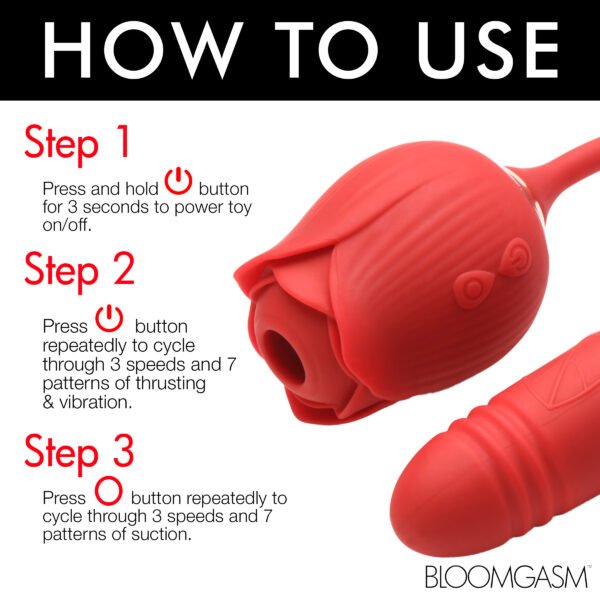 10x Romping Rose Suction And Thrusting Vibrator - Image 7