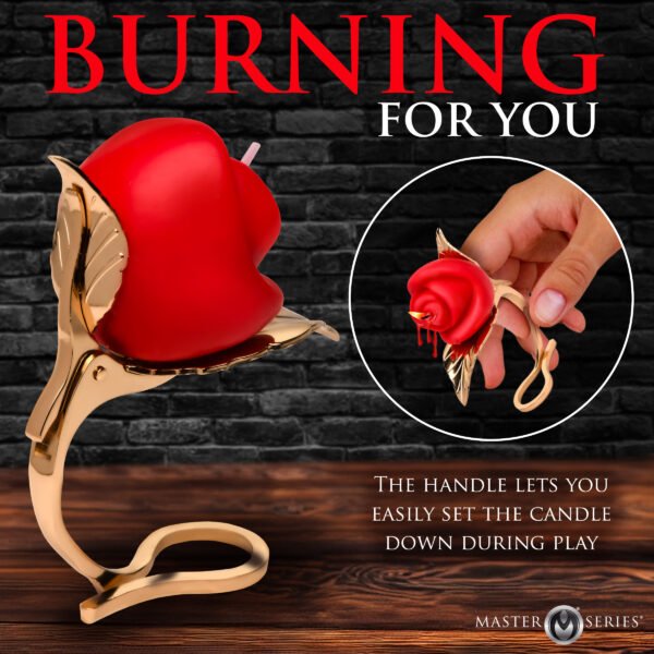 Burning Passion Rose Candle With Holder - Image 3