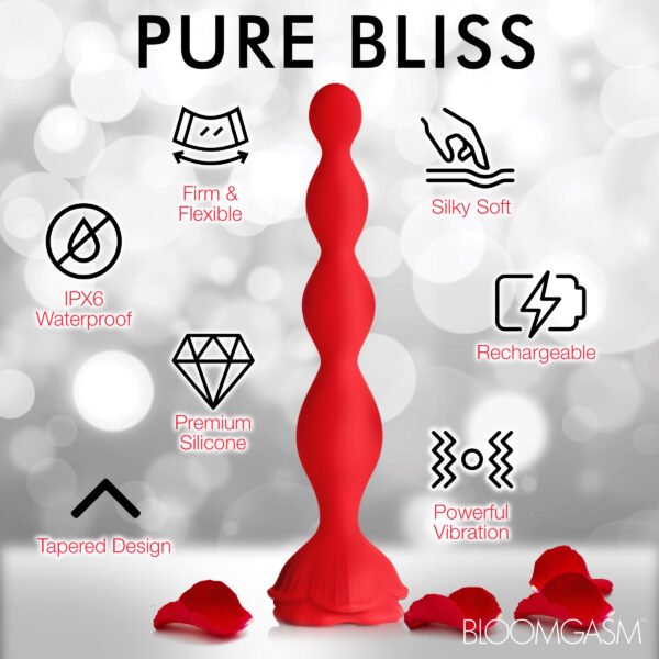 9x Beaded Bloom Silicone Rose Vibrator - Image 5