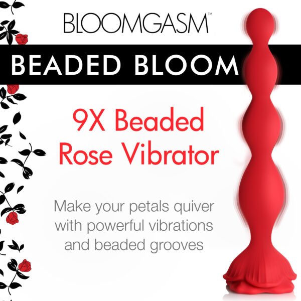 9x Beaded Bloom Silicone Rose Vibrator - Image 2