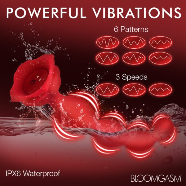 9x Beaded Bloom Silicone Rose Vibrator - Image 6