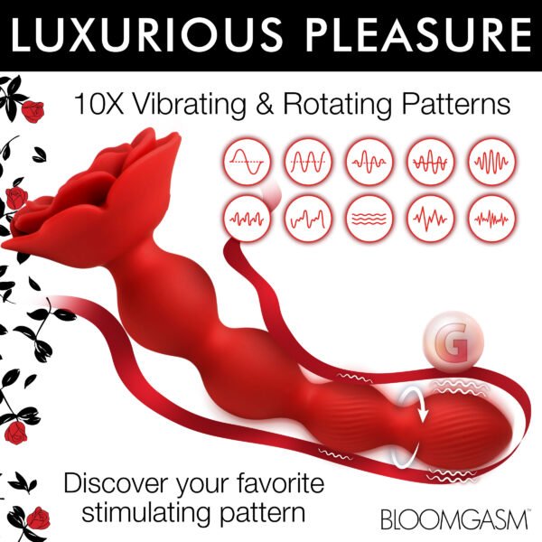 10x Rose Twirl Vibrating And Rotating Silicone Anal Beads - Image 3