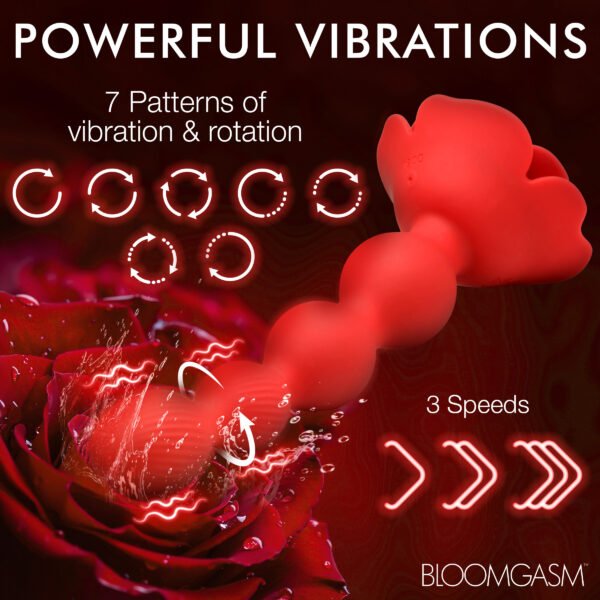10x Rose Twirl Vibrating And Rotating Silicone Anal Beads - Image 9