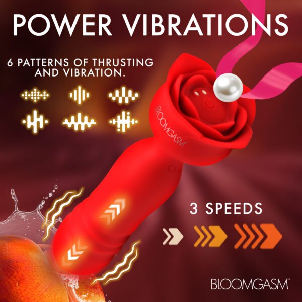 Rose Delight Silicone Thrusting Vibrator - Image 3