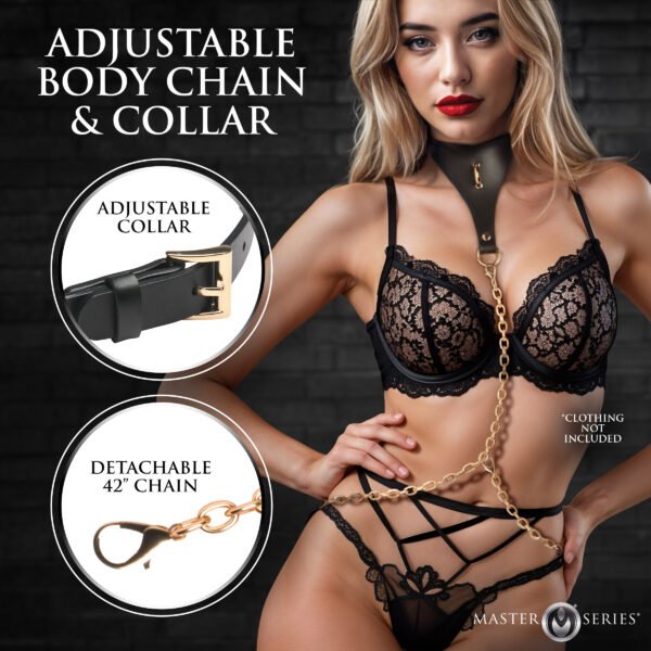 Captivate Collar With Body Chain - Black - Image 4