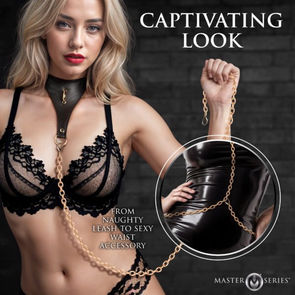 Captivate Collar With Body Chain - Black - Image 6