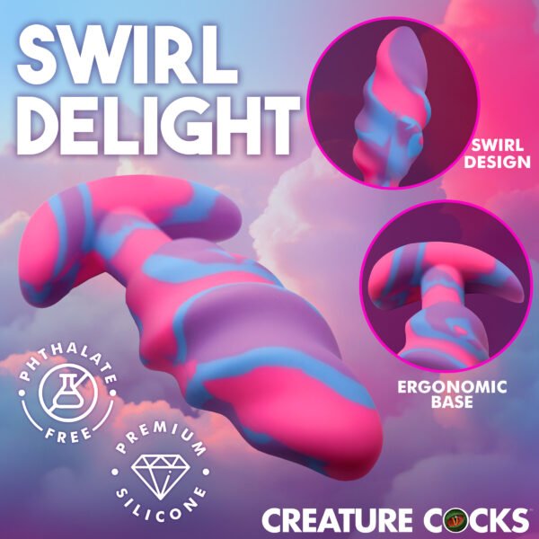 Unicorn Swirl Silicone Butt Plug - Med - Image 4