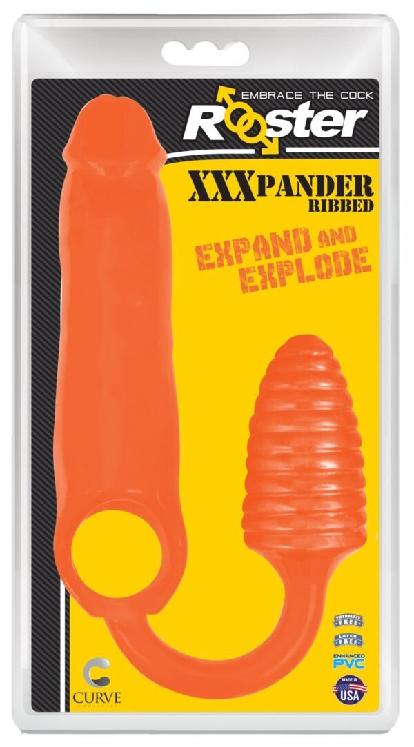 Xxxpander Sheath With Ribbed Plug - Orange - Image 2