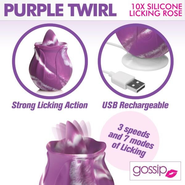 10x Twirl Silicone Licking Rose - Image 2