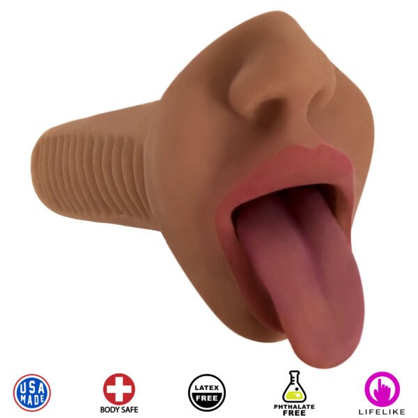 Mistress Mercedes Vibrating Mouth Stroker- Brown - Image 3
