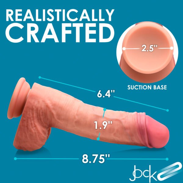 8.75 Inch Dual Density Uncut Dildo With Balls - Image 4