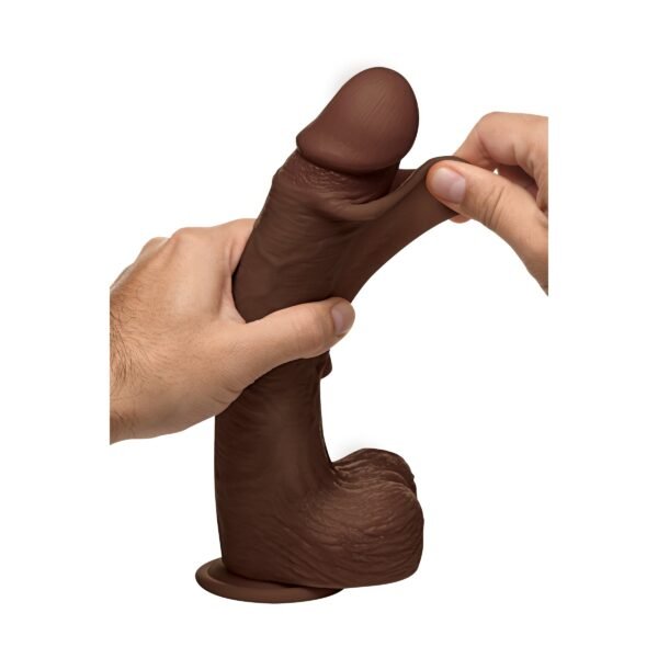 10 Inch Real Skin Silicone Dildo With Balls - Dark - Image 6