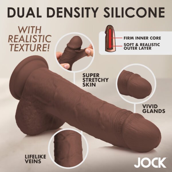 10 Inch Real Skin Silicone Dildo With Balls - Dark - Image 2