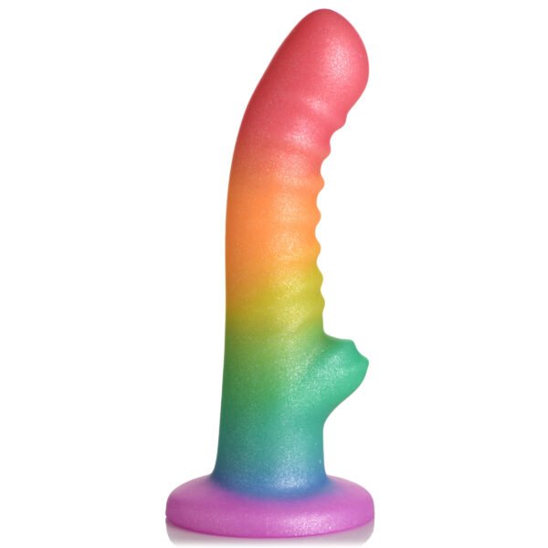 Ribbed Rainbow Silicone Dildo - Image 2