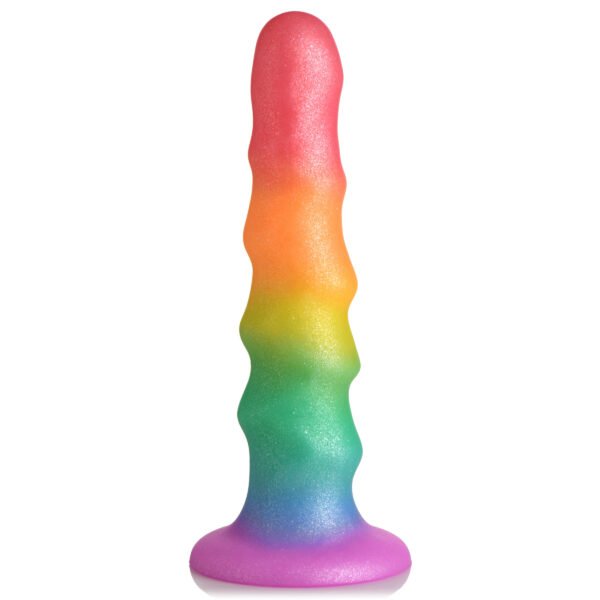 Zigzag Rainbow Silicone Dildo - Image 6