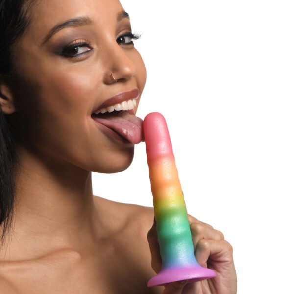 Zigzag Rainbow Silicone Dildo - Image 7