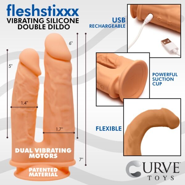 10x Silexpan Vibrating 6 And 7 Inch Double Dildo - Image 2