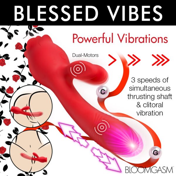 Blooming Bunny Sucking And Thrusting Silicone Rabbit Vibrator - Image 3