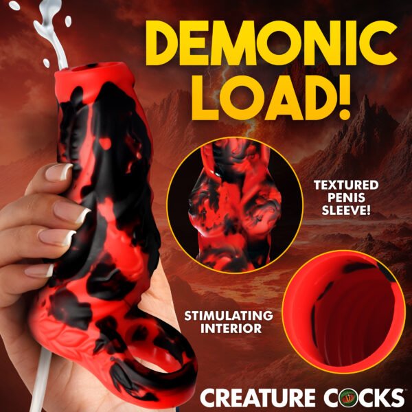 Hell Hound Squirting Silicone Penis Enhancer - Red - Image 2