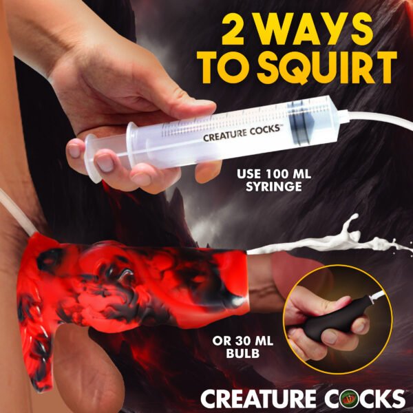 Hell Hound Squirting Silicone Penis Enhancer - Red - Image 3