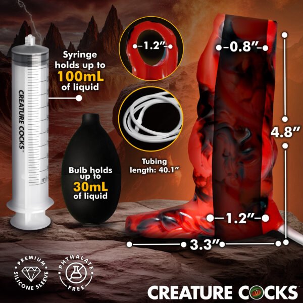 Hell Hound Squirting Silicone Penis Enhancer - Red - Image 4