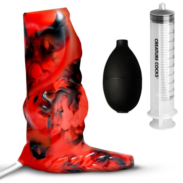 Hell Hound Squirting Silicone Penis Enhancer - Red - Image 6